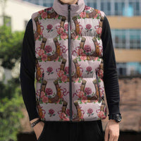 Kentucky Lucky Horseshoe Floral Sleeveless Puffer Jacket Vintage Western Pattern