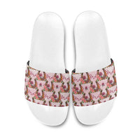 Kentucky Lucky Horseshoe Floral Slide Sandals Vintage Western Pattern