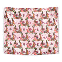 Kentucky Lucky Horseshoe Floral Tapestry Vintage Western Pattern