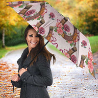 Kentucky Lucky Horseshoe Floral Umbrella Vintage Western Pattern