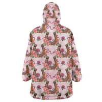 Kentucky Lucky Horseshoe Floral Wearable Blanket Hoodie Vintage Western Pattern