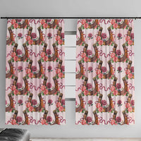 Kentucky Lucky Horseshoe Floral Window Curtain Vintage Western Pattern