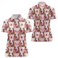 Kentucky Lucky Horseshoe Floral Women Polo Shirt Vintage Western Pattern