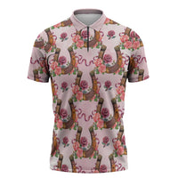 Kentucky Lucky Horseshoe Floral Zipper Polo Shirt Vintage Western Pattern