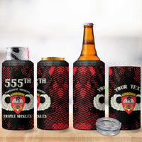 Personalized 555th Parachute Infantry 4 in 1 Can Cooler Tumbler Triple Nickles Airborne Veteran Tribute