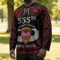 Personalized 555th Parachute Infantry Hockey Jersey Triple Nickles Airborne Veteran Tribute