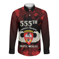 Personalized 555th Parachute Infantry Long Sleeve Button Shirt Triple Nickles Airborne Veteran Tribute
