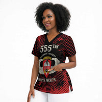 Personalized 555th Parachute Infantry Scrub Top Triple Nickles Airborne Veteran Tribute