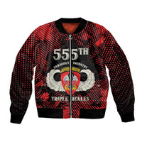 Personalized 555th Parachute Infantry Sleeve Zip Bomber Jacket Triple Nickles Airborne Veteran Tribute