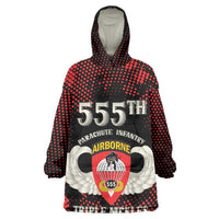 Personalized 555th Parachute Infantry Wearable Blanket Hoodie Triple Nickles Airborne Veteran Tribute