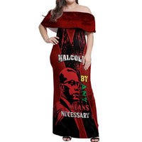 Happy Malcolm X Day Off Shoulder Maxi Dress By Any Means Necessary