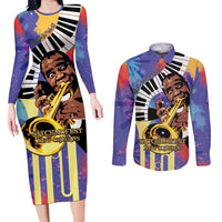 Satchmofest Couples Matching Long Sleeve Bodycon Dress and Long Sleeve Button Shirt King Of Jazz What a Wonderful World - Wonder Print Shop