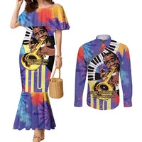 Satchmofest Couples Matching Mermaid Dress and Long Sleeve Button Shirt King Of Jazz What a Wonderful World - Wonder Print Shop