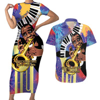 Satchmofest Couples Matching Short Sleeve Bodycon Dress and Hawaiian Shirt King Of Jazz What a Wonderful World - Wonder Print Shop