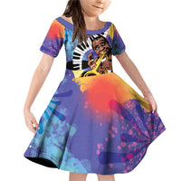 Satchmofest Family Matching Off Shoulder Short Dress and Hawaiian Shirt King Of Jazz What a Wonderful World - Wonder Print Shop