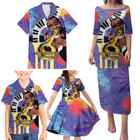 Satchmofest Family Matching Puletasi and Hawaiian Shirt King Of Jazz What a Wonderful World - Wonder Print Shop