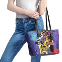 Satchmofest Leather Tote Bag King Of Jazz What a Wonderful World - Wonder Print Shop