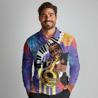 Satchmofest Long Sleeve Polo Shirt King Of Jazz What a Wonderful World - Wonder Print Shop