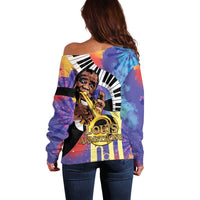 Satchmofest Off Shoulder Sweater King Of Jazz What a Wonderful World - Wonder Print Shop