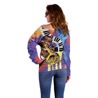 Satchmofest Off Shoulder Sweater King Of Jazz What a Wonderful World - Wonder Print Shop