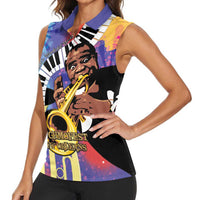 Satchmofest Women Sleeveless Polo Shirt King Of Jazz What a Wonderful World - Wonder Print Shop