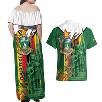Personalized Zimbabwe Heroes' Day Couples Matching Off Shoulder Maxi Dress and Hawaiian Shirt Liberation War Memorial Monument - Wonder Print Shop