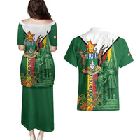 Personalized Zimbabwe Heroes' Day Couples Matching Puletasi and Hawaiian Shirt Liberation War Memorial Monument - Wonder Print Shop