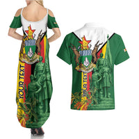 Personalized Zimbabwe Heroes' Day Couples Matching Summer Maxi Dress and Hawaiian Shirt Liberation War Memorial Monument - Wonder Print Shop
