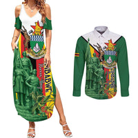 Personalized Zimbabwe Heroes' Day Couples Matching Summer Maxi Dress and Long Sleeve Button Shirt Liberation War Memorial Monument - Wonder Print Shop