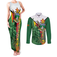 Personalized Zimbabwe Heroes' Day Couples Matching Tank Maxi Dress and Long Sleeve Button Shirt Liberation War Memorial Monument - Wonder Print Shop