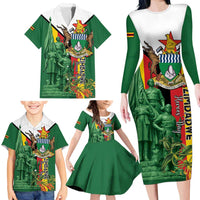 Personalized Zimbabwe Heroes' Day Family Matching Long Sleeve Bodycon Dress and Hawaiian Shirt Liberation War Memorial Monument - Wonder Print Shop
