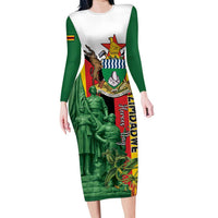 Personalized Zimbabwe Heroes' Day Long Sleeve Bodycon Dress Liberation War Memorial Monument - Wonder Print Shop