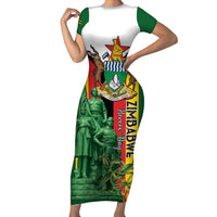 Personalized Zimbabwe Heroes' Day Short Sleeve Bodycon Dress Liberation War Memorial Monument - Wonder Print Shop