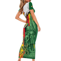 Personalized Zimbabwe Heroes' Day Short Sleeve Bodycon Dress Liberation War Memorial Monument - Wonder Print Shop