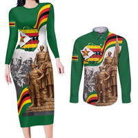 Happy Heroes Day Zimbabwe Couples Matching Long Sleeve Bodycon Dress and Long Sleeve Button Shirt Lest We Forget - Wonder Print Shop