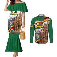 Happy Heroes Day Zimbabwe Couples Matching Mermaid Dress and Long Sleeve Button Shirt Lest We Forget - Wonder Print Shop