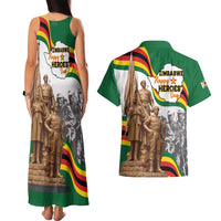 Happy Heroes Day Zimbabwe Couples Matching Tank Maxi Dress and Hawaiian Shirt Lest We Forget - Wonder Print Shop