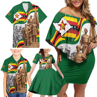 Happy Heroes Day Zimbabwe Family Matching Off Shoulder Short Dress and Hawaiian Shirt Lest We Forget - Wonder Print Shop