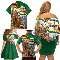 Happy Heroes Day Zimbabwe Family Matching Off Shoulder Short Dress and Hawaiian Shirt Lest We Forget - Wonder Print Shop