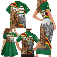 Happy Heroes Day Zimbabwe Family Matching Short Sleeve Bodycon Dress and Hawaiian Shirt Lest We Forget - Wonder Print Shop