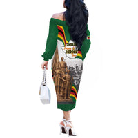 Happy Heroes Day Zimbabwe Off The Shoulder Long Sleeve Dress Lest We Forget - Wonder Print Shop