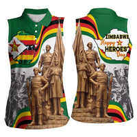 Happy Heroes Day Zimbabwe Women Sleeveless Polo Shirt Lest We Forget - Wonder Print Shop