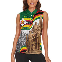 Happy Heroes Day Zimbabwe Women Sleeveless Polo Shirt Lest We Forget - Wonder Print Shop