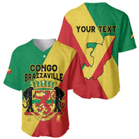 Personalized Congo Brazzaville Baseball Jersey Coat Of Arms With Map - Flag Style - Wonder Print Shop