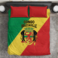 Congo Brazzaville Bedding Set Coat Of Arms With Map - Flag Style - Wonder Print Shop