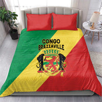 Congo Brazzaville Bedding Set Coat Of Arms With Map - Flag Style - Wonder Print Shop
