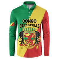 Personalized Congo Brazzaville Button Sweatshirt Coat Of Arms With Map - Flag Style - Wonder Print Shop
