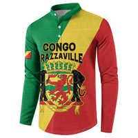 Personalized Congo Brazzaville Button Sweatshirt Coat Of Arms With Map - Flag Style - Wonder Print Shop