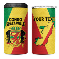 Personalized Congo Brazzaville 4 in 1 Can Cooler Tumbler Coat Of Arms With Map - Flag Style - Wonder Print Shop