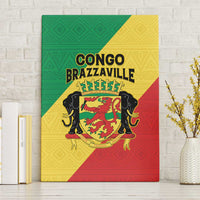 Congo Brazzaville Canvas Wall Art Coat Of Arms With Map - Flag Style - Wonder Print Shop